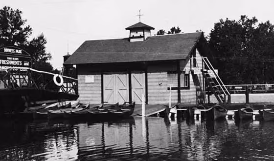 Historic boathouse at Bowness Park