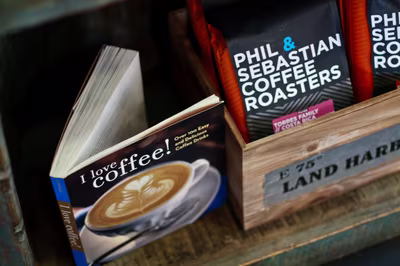 Phil and Sebastian coffee